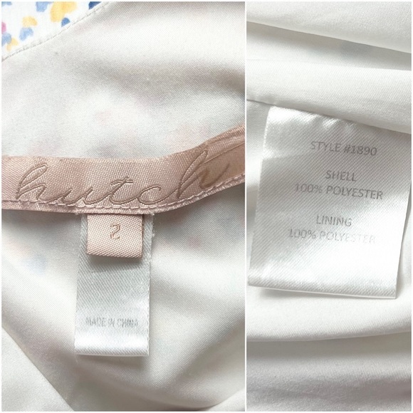 HUTCH Rainbow Hearts Satin V-Neck Button Up Tier Ruffle Short Sleeve Maxi Gown 2 - Picture 6 of 8